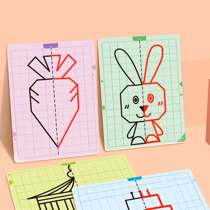 20 Pages Kids Lattice Symmetrical Drawing Toys Concentration Fine Motor Skill Pen Control Training Erasable Painting Cards