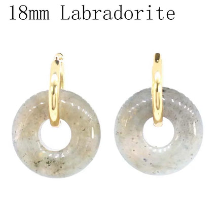 Crystal Earring Natural Rose Quartz Amethyst Crystal Green Aventurine Round Hollow Women Stone Stud Earrings Jewelry Gifts
