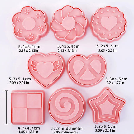 8Pcs Cute Jam Sandwich Biscuit Cookie Cutters Flower,Star Shape Cookie Molds Cartoon Fun Biscuit Moulds