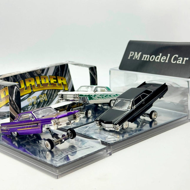 [In Stock] 97M 1:64 Cadillac DeVille Low Rider Hydraulic Chassis Modified Version New Color Alloy Diecast Model Car