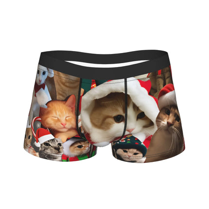 Meowl Cat Owl Cute Pet Stickers Underwear  Comfortable Panties Customs Boxer Brief For Males 3D Pouch Oversize Trunk
