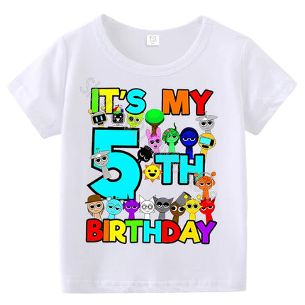 Summer Short Sleeves Sprunki Incredibox Print Children T-shirts Kids Clothes Boys Girls Cotton Tees Tops Birthday Party Gifts