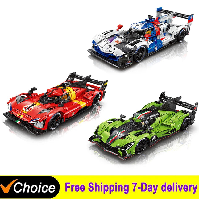 1:8 Technical 499P Super Sport Racing Car Building Blocks SC63 Car Bricks Assembling Toys For Children Christmas Gifts Boys