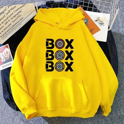 Box Box Box Hodies F1 Tyre Compound V2 Sweatshirts Women's Long Sleeve Top Oversized Hooded Funny Games Men Clothing Y2k Clothes