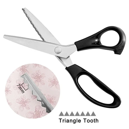 23.5cm Pinking Shears Handled Professional Stainless Steel Dressmaking Sewing Craft Scissors Zig Zag Fabric Decorative Edge Tool
