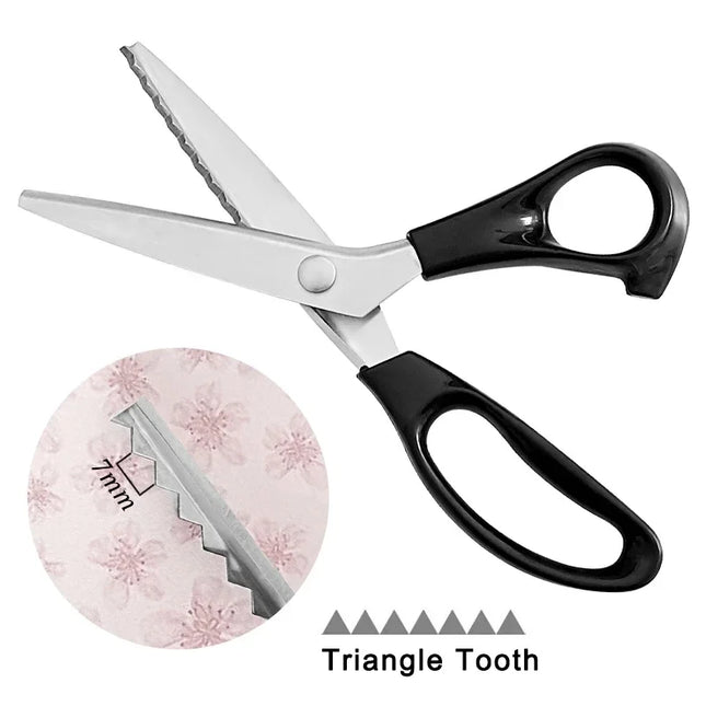 23.5cm Pinking Shears Handled Professional Stainless Steel Dressmaking Sewing Craft Scissors Zig Zag Fabric Decorative Edge Tool