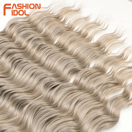 Anna 24 Inch Hair Synthetic Deep Wave Braiding Hair Extensions Braid Hair Ombre Rainbow Red Orange Twist Crochet Curly Hair
