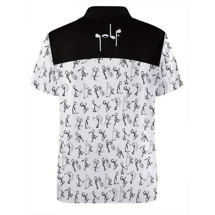 Summer New Muscle Slimming Men's Polo Shirt with 3D Digital Printing Full Print, Sports and Leisure Collar Top