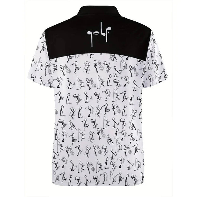 Summer New Muscle Slimming Men's Polo Shirt with 3D Digital Printing Full Print, Sports and Leisure Collar Top