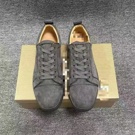 CL Red Bottom Fashionable Embroidered Men's Shoes Fur Slip-On Black Casual Cross-Border Leather Upper All Seasons Wear