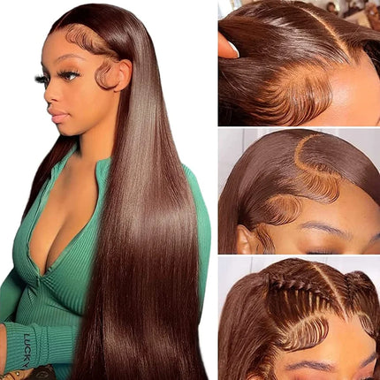 Brown 13x6 HD Lace Frontal Wig 13x4 Straight Human Hair Wigs For Women Chocolate Brown Lace Front Wig Human Hair Brown Wigs Sale