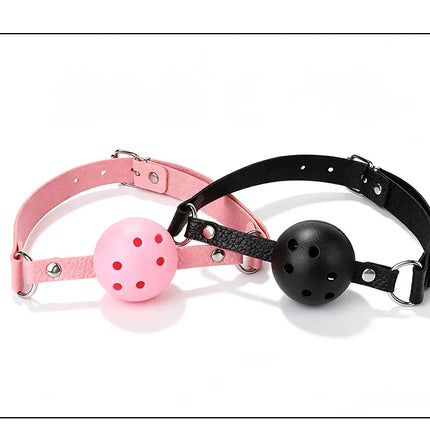 2 Colors Faux Leather Mouth Gag Adjustable Plastic Ball Adult Flirting Fetish Roleplay Game Props Couples BDSM Bondage Sex Toys