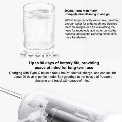 2025 New MIJIA Portable Oral Irrigator 2 Dental Teeth Whitening Flosser bucal tooth Cleaner vibration waterpulse Water Thread