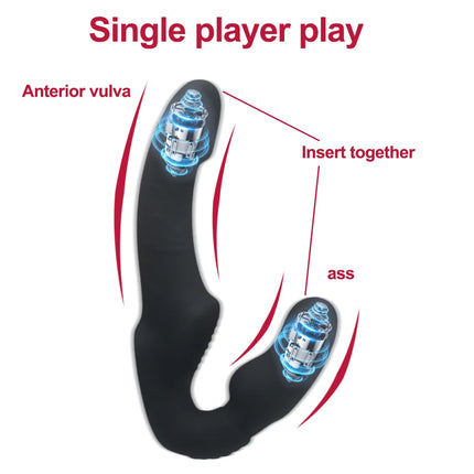 Strapless Strap on Dildo Vibrators for Women Double Head Vibrating Penis Dildo for Lesbian Erotic Adult Sex Toys for Couples 18+