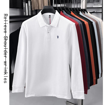 High-end brand 100% cotton long sleeve polo shirt, fashion luxury, pony embroidery, business casual comfort, new Paul men's T-shirt