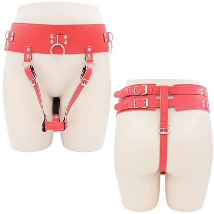 BDSM Leather AV Wand Vibrator Holder Harness Woman,Forced Orgasm Sex Suit Lingerie,Chastity Belt,Bondage Restraints Adult Games
