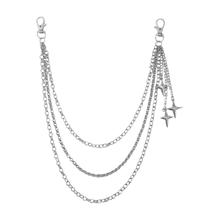 Fashion Punk Multilayer Metal Star Pendant Pant Chain Hip Hop Waist Keychain Jeans Chain Women Trendy Jewelry Accessories Gifts