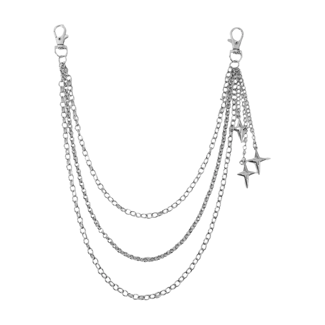 Fashion Punk Multilayer Metal Star Pendant Pant Chain Hip Hop Waist Keychain Jeans Chain Women Trendy Jewelry Accessories Gifts