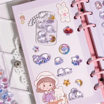 Cartoon Japanese 3D Crystal Relief Stickers Fashion Girls DIY Phone Water Cup Decoration Stickers Kid Festival Gift Stickers