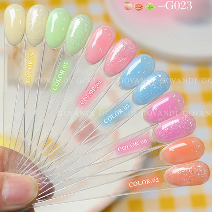 10 Colors Candy Transparent Gel Nail Polish Glitter Lovely Color UV Soak Off Gel Varnish Jade Nail Art Gel Lacquer With Display