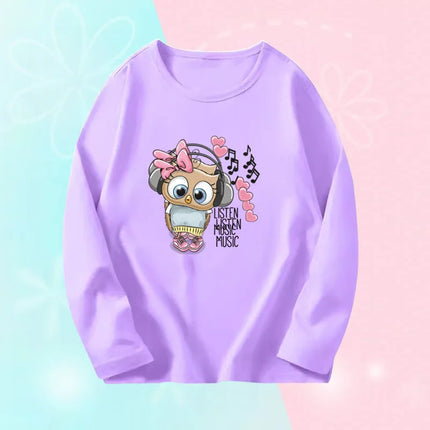 Toddlers Autumn T-shirts For Girl Long Sleeve Cute Tee Shirts Biggirl Casual T-shirts Little Girl Cotton Spring T-shirts