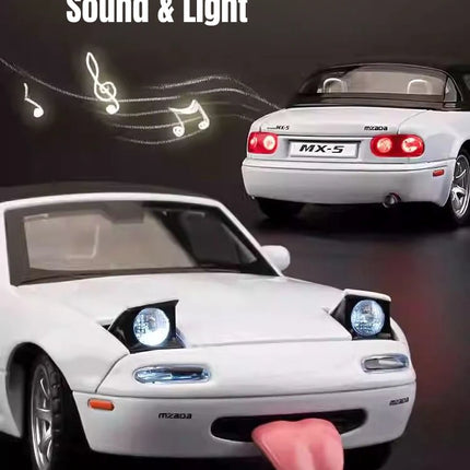 1/32 Mazda MX-5 Miniature Diecast Miata RoadSter Toy Car Model Sound & Light Doors Openable Collection Gift for Children Boy Kid