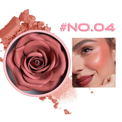 4-Color Rose Petal Blush,Waterproof Blush Cream,Natural Finish,Light Coverage,Perfect Gift for Christmas and Valentine's Day