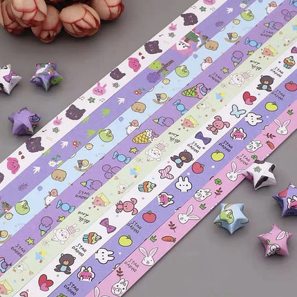 Star Paper Strips Origami Stars Paper Handmade Paper Craft Star Folding Paper Lucky Colorful Cartoon Star Folding Paper