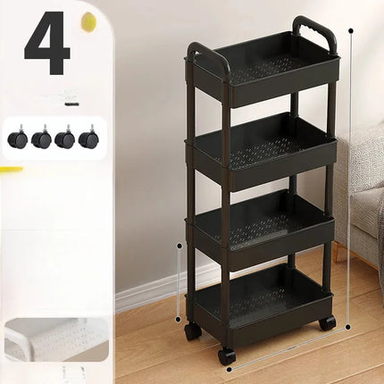 Home Living Room Snack Cart Storage Rack, Kitchen Storage Rack, Bathroom Floor Standing Multi-Layer Movable Storage Rack
