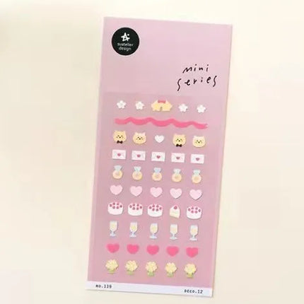 Suatelier Mini Stickers Korean Cartoon Dinosaur Animal Scrapbooking DIY Nail Sticker Junk Journal Diary Decor Craft Supplies