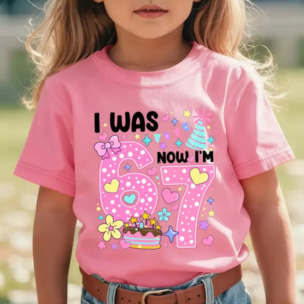 67 Meme T-Shirt for Girls 6-7 Years Old Birthday Party Gifts Summer Short Sleeve Tees Crew Neck Graphic Y2k Children's Clothing