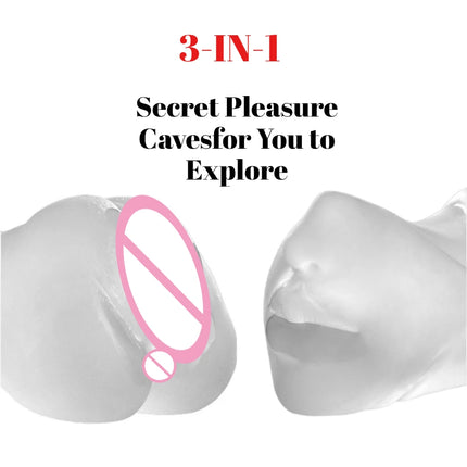 3-IN-1 Pocket Pussy Food Grade Silicone Male Masturbator Realistic Vagina Anal Blowjob Adult Sex Toys for Men Masturbation Cup