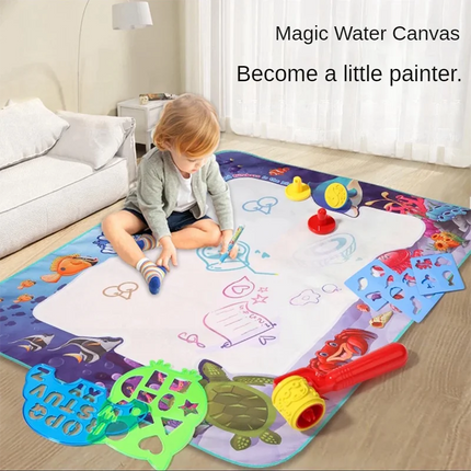 Large Magic Water Drawing Mat Reusable Doodle Coloring Board with Pens Montessori Educational Painting Toy for Kids Gift