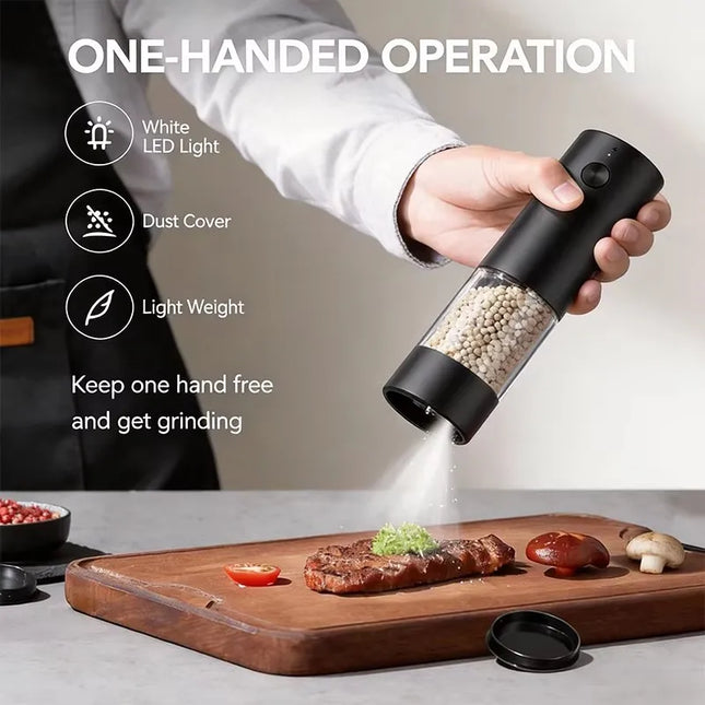 Electric Automatic Salt and Pepper Grinder Set with Led Light Grinder Set Spice Mill Adjustable Spices Grinder Kitchen Tools