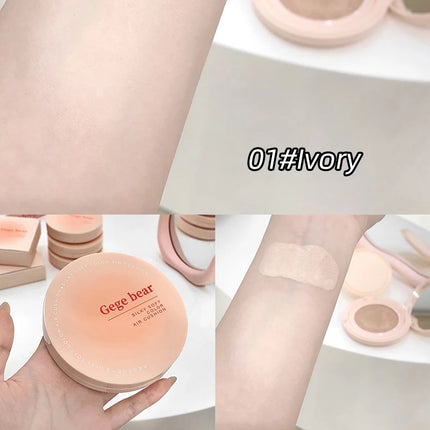 Gege Bear Milky Pink Cushion - Soft Matte Blurring Cover, Skin-Like Nude Finish, 12H Wear, Clean Beauty Lightweight Foundation