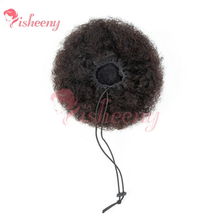 PHVA Model Kinky Curly Hair Bun, Adjustable Drawstring Afro Puff, Instant Volume Updo Hairpiece
