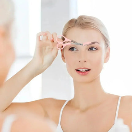 Stainless Steel Eyebrow Trimming Scissors with built-in Comb Precise Grooming Tool Creating Perfect Eyebrows Pink/White/Black