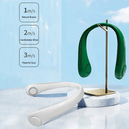 Lenovo 5 Speed Digital Display Bladeless Hanging Neck Fan USB Charging Portable Lazy Person Sports Folding Mini Electric Fan
