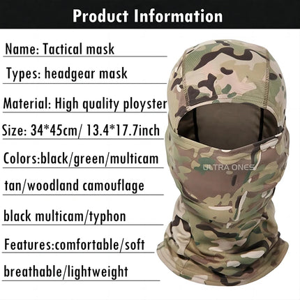 Bicycle Riding Windproof Mask, Outdoor Hunting, Hiking, Head Warmer, Ski Scarf, Full Face Sunscreen Mask