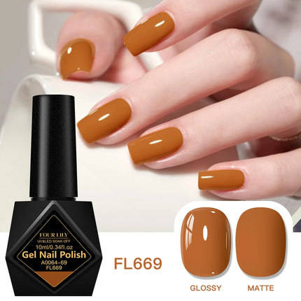 10ml Coffee Brown Gel Nail Polish HEMA TPO FREE Semi Permanent Soak Off UV Gel Varnish Nail Art Decoration Design Nail Supplies