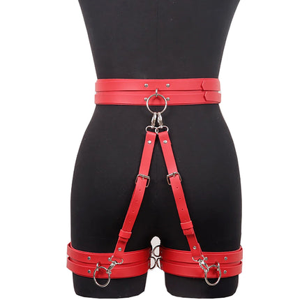 Trendy Sexy Women Leather Thigh Garter Bandage Leg Harness Fetish BDSM Adjustable Leg High Waist Stocking Belt Gothic Clothing