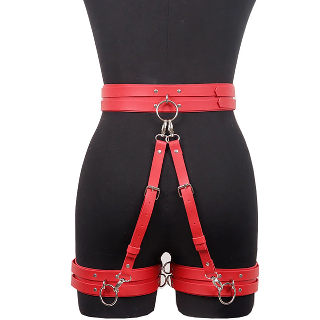 Trendy Sexy Women Leather Thigh Garter Bandage Leg Harness Fetish BDSM Adjustable Leg High Waist Stocking Belt Gothic Clothing