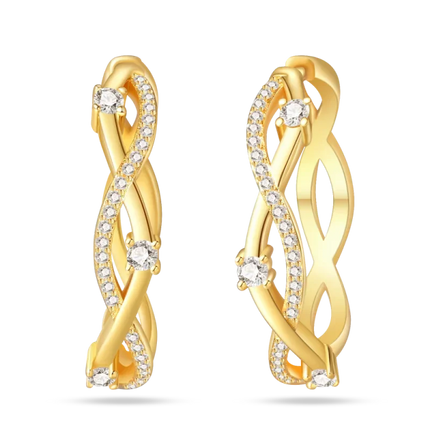 925 Sterling Silver Gold Pearl Hoop Earrings Pave Large Circular Shape Earring Gift for Women Jewelry Anniversary Wedding