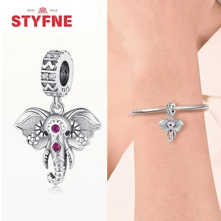 Silver 925 Gold Pyramid Mummy Double Charm Elephant Beads Fit Original Bracelet DIY Fine Jewelry Accessories for Women Gifts