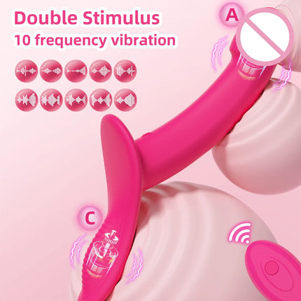 Vibrating Strap on Dildo Adjustable Elastic Waist Strapless Dildos Lesbian Sex Toys Remote Control G Spot Wearable Vibrators