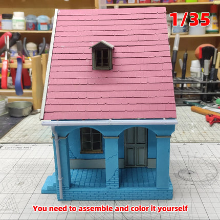Assembly Architectural Miniature Europe Building House Shop Home Multi-storey Residential Cafe Diorama Scale Model Kit 1/35
