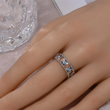 Rings For Women 100% 925 Sterling Silver Pink Heart Crown Star Moon Snowflake Zircon Rings Fashion Engagement Wedding Jewelry