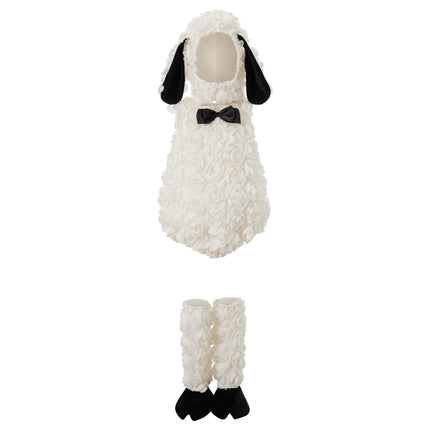 Halloween Baby Girls Lamb Furry Costume Toddler Fluffy Romper Halloween Toddler Costume Animal Themed Cosplay Party Costume
