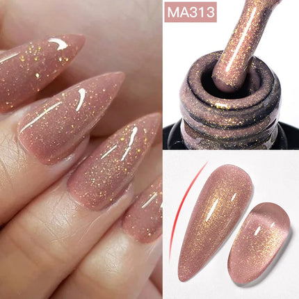 MEET ACROSS 7ml Rubber Base Gel Glitter Nude Pink White 2 In 1 Gel Nail Polish Nail Art Varnish For Nails Winter Autumn Manicure