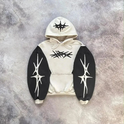 Fashionable Embroidered Printed Hoodie Sweatshirt for Women Street Style Loose Fit Long Sleeve Cap Sleeve Trendy Top